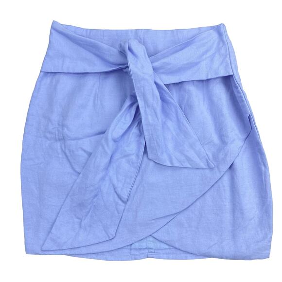 SUPERDOWN Milah Linen Blend Wrap Mini Skirt Sz XS - Picture 2 of 4
